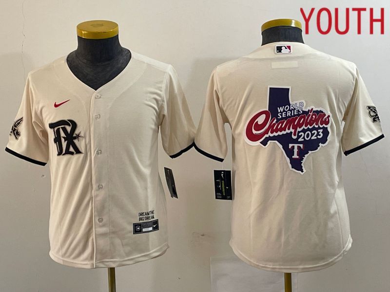 Youth Texas Rangers Blank Cream Game Nike 2023 MLB Jersey style 2->women mlb jersey->Women Jersey